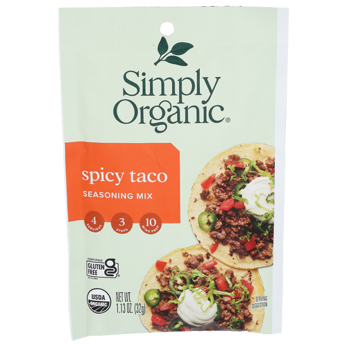 Simply Organic Spicy Taco Seasoning Mix - 0.283 Ounce - 4 Count