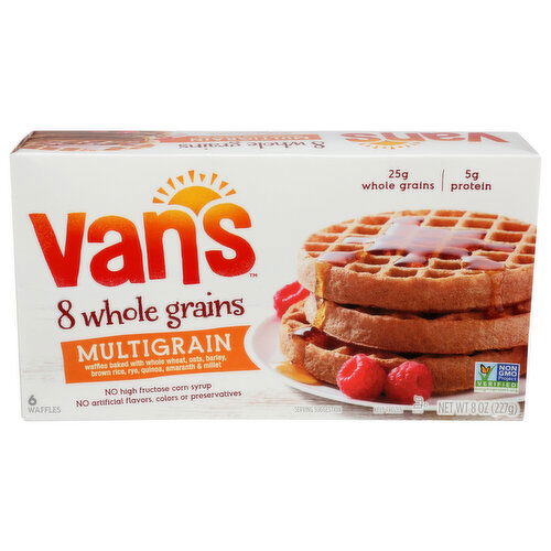VAN'S 8 Whole Grain Waffles 12 Multigrain - 1.333 Ounce - 6 Count