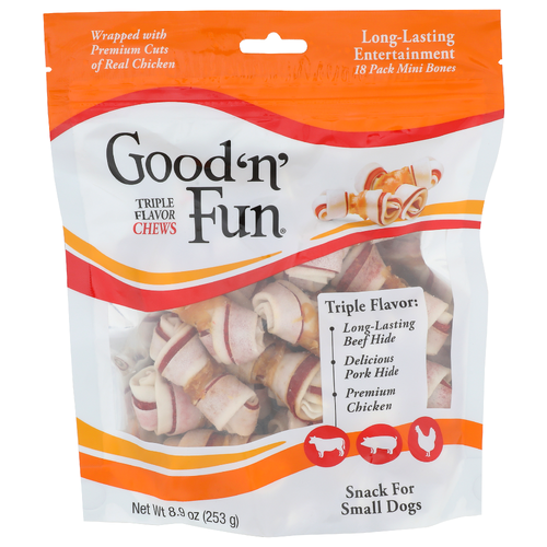 Good 'N' Fun Triple Flavor 'n' Snack For Small Dogs - 0.494 Ounce - 18 Count