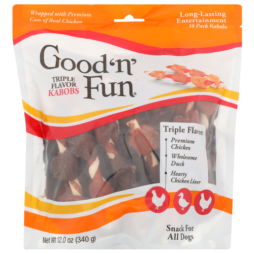 Good 'N' Fun Triple Flavor Kabobs 'n' Snack For All Dogs - 0.667 Ounce - 18 Count