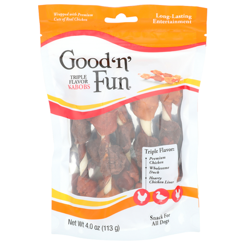 Good'n'fun Triple Flavor Kabobs Snack For All Dogs - 4 Ounce