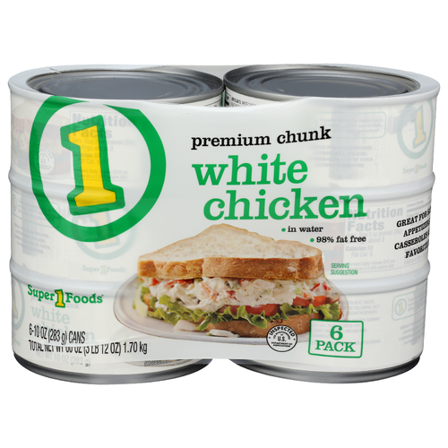 Super 1 Foods White Chicken - 10 Ounce - 6 Count