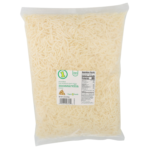 Super 1 Foods Shredded Cheese Mozzarella - 5 Pound