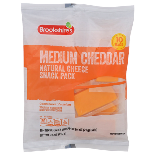 Brookshire's Natural Cheese Medium Cheddar Snack Pack - 0.75 Ounce - 10 Count