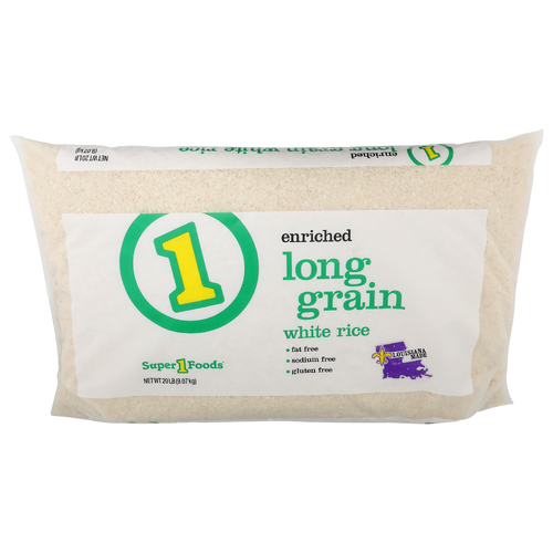 Super 1 Foods Enriched Long Grain White Rice - 20 Pound