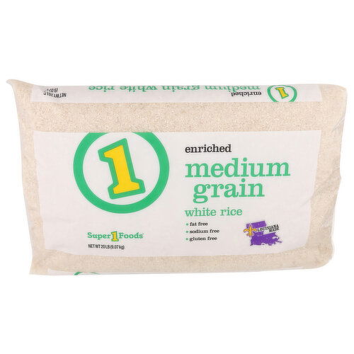 Super 1 Foods Enriched Medium Grain White Rice - 20 Pound