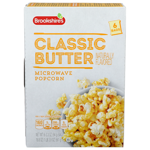 Brookshire's Classic Butter Microwave Popcorn - 3.3 Ounce - 6 Count