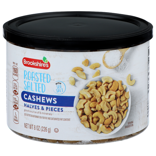 Brookshire's Roasted Salted Halves & Pieces Cashews - 8 Ounce