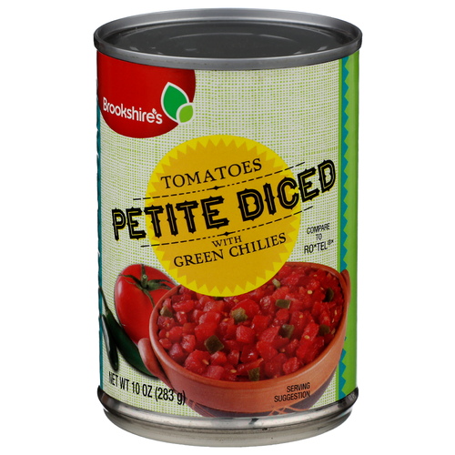 Brookshire's With Green Chilies Petite Diced Tomatoes - 10 Ounce