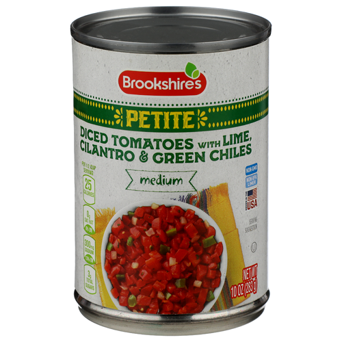 Brookshire's With Lime, Cilantro & Green Chiles Petite Medium Diced Tomatoes - 10 Ounce