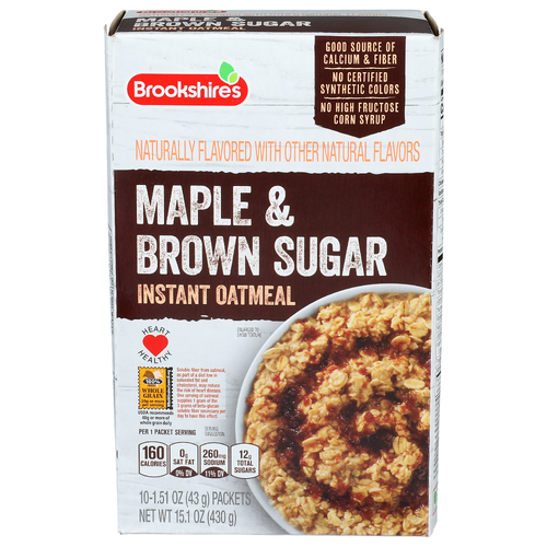 Brookshire's Maple & Brown Sugar Instant Oatmeal - 1.51 Ounce - 10 Count