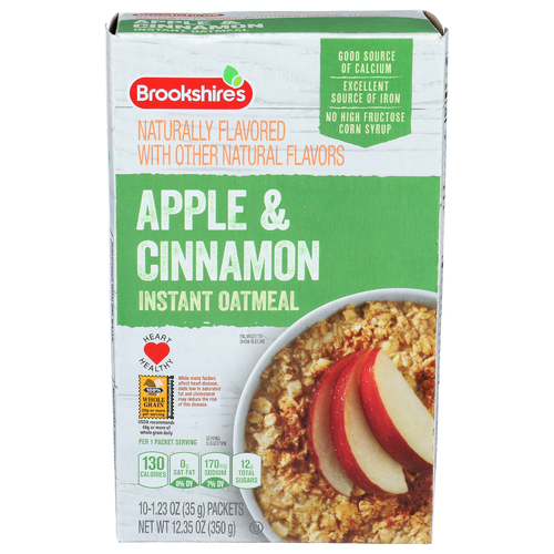 Brookshire's Apple & Cinnamon Instant Oatmeal - 1.235 Ounce - 10 Count
