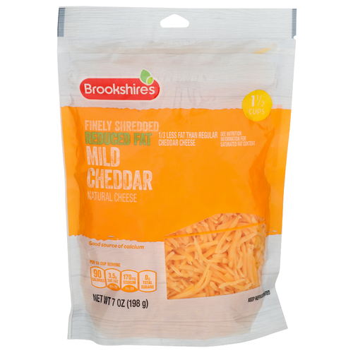 Brookshire's Natural Cheese Finely Shredded Mild Cheddar Reduced Fat - 7 Ounce