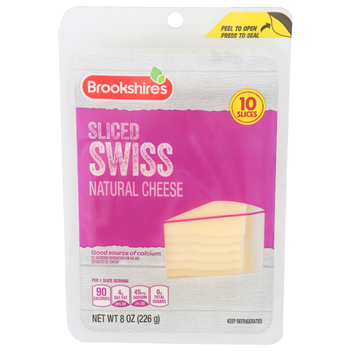 Brookshire's Natural Cheese Swiss Sliced - 0.8 Ounce - 10 Count