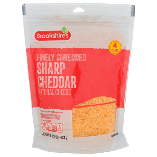 Brookshire's Sharp Cheddar Natural Cheese Finely Shredded - 16 Ounce