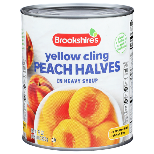 Brookshire's Yellow Cling Peach Halves In Heavy Syrup - 29 Ounce