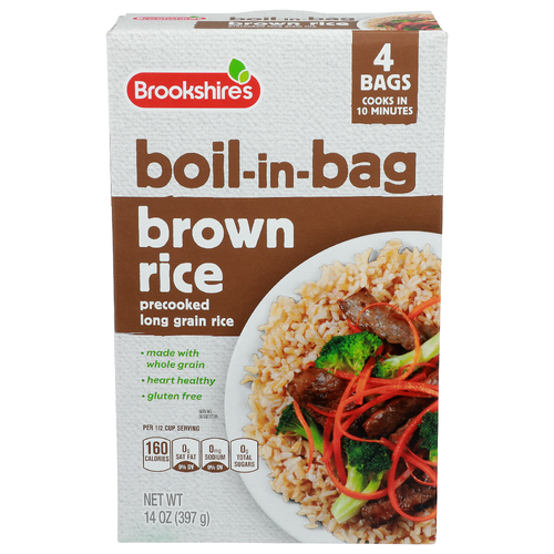 Brookshire's Long Grain Rice Boil-In-Bag Brown - 3.5 Ounce - 4 Count