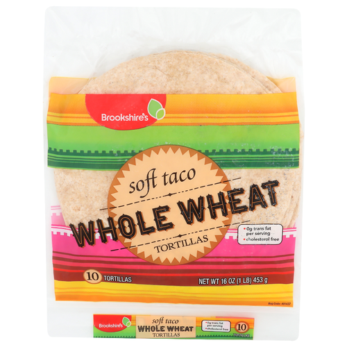 Brookshire's Soft Taco Whole Wheat Tortillas - 1.6 Ounce - 10 Count