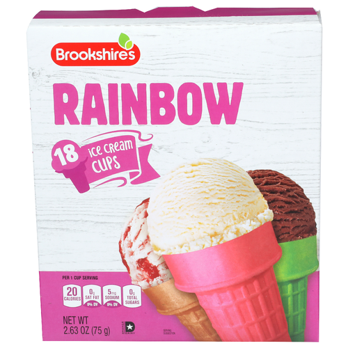 Brookshire's Rainbow Ice Cream Cups - 0.146 Ounce - 18 Count