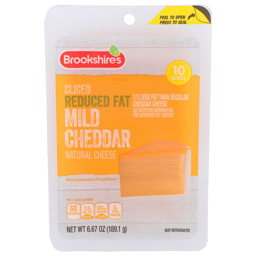 Brookshire's Natural Cheese Sliced Reduced Fat Mild Cheddar - 0.667 Ounce - 10 Count