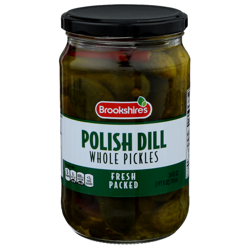 Brookshire's Whole Pickles Polish Dill - 24 Fluid Ounce