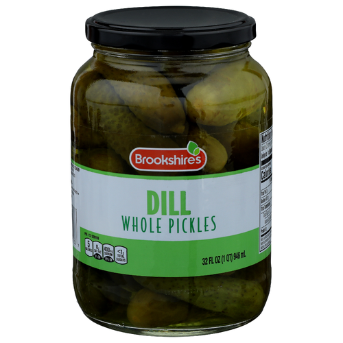 Brookshire's Whole Pickles Dill - 32 Fluid Ounce