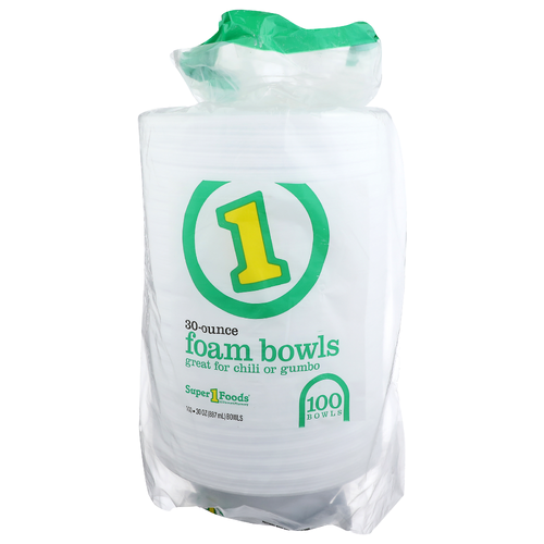 Super 1 Foods Foam Bowls - 100 Count