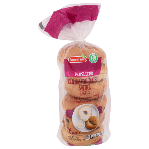 Brookshire's Cinnamon Raisin Swirl Presliced Bagels - 3.333 Ounce - 6 Count