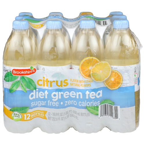 Brookshire's Citrus Diet Green Tea - 16.9 Fluid Ounce - 12 Count