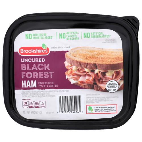 Brookshire's Black Forest Extra Thin Sliced Uncured Ham - 9 Ounce