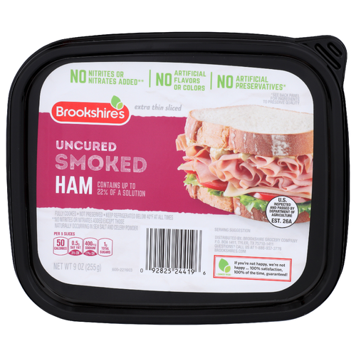 Brookshire's Smoked Extra Thin Sliced Uncured Ham - 9 Ounce