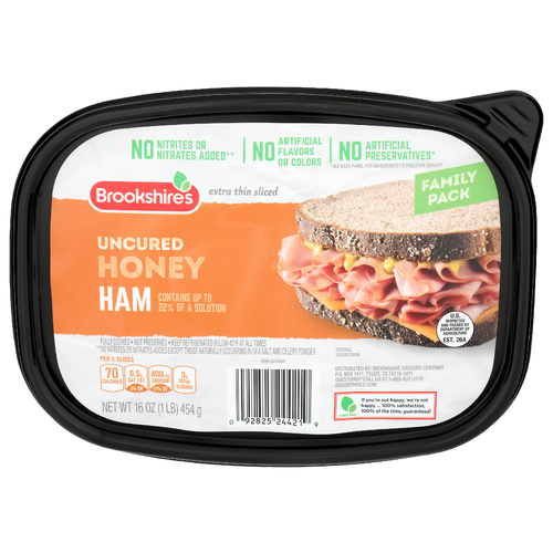 Brookshire's Extra Thin Sliced Uncured Honey Ham - 16 Ounce