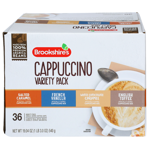 Brookshire's Salted Caramel French Vanilla White Chocolate English Toffee Cappuccino Variety Pack - 0.529 Ounce - 36 Count
