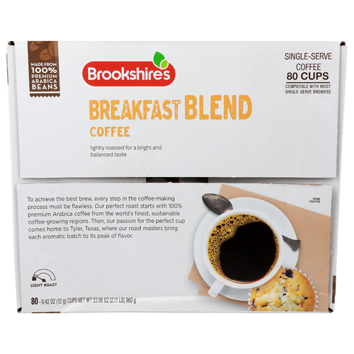 Brookshire's Light Roast Single-Serve Coffee Breakfast Blend - 0.423 Ounce - 80 Count