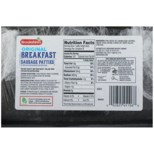 Brookshire's Original Breakfast Sausage Patties - 12 Ounce