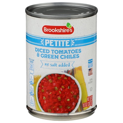 Brookshire's No Salt Added Petite Diced Tomatoes & Green Chiles - 10 Ounce