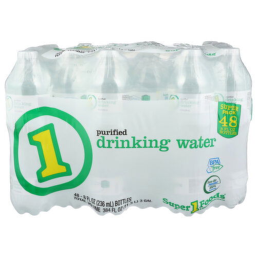 Super 1 Foods Purified Drinking Water - 8 Fluid Ounce - 48 Count