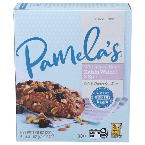 PAMELA's Raisin Walnut & Spice Bars Whenever - 1.41 Ounce - 5 Count
