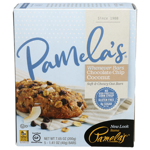 Pamela's Chocolate Chip Coconut Whenever Bars Oat - 1.41 Ounce - 5 Count