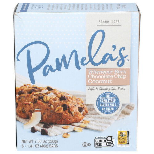 PAMELA's Products Whenever Bars Chocolate Chip Coconut - 1.41 Ounce - 5 Count
