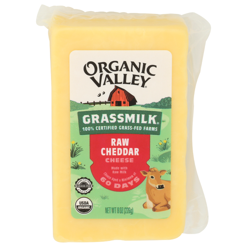 ORGANIC VALLEY Unflavored Cheese Block, Grassmilk Raw Cheddar - 8 Ounce