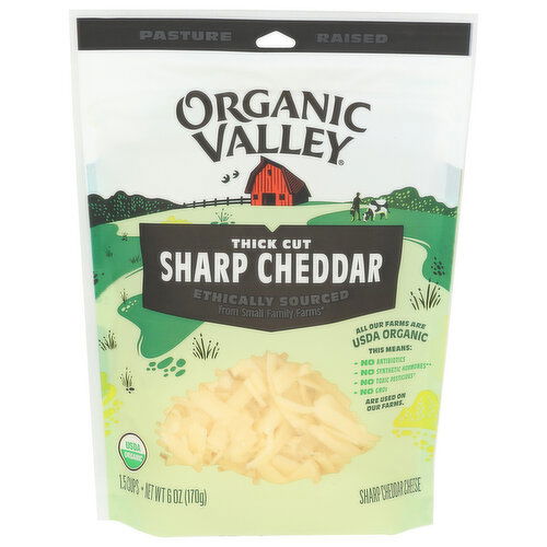 ORGANIC VALLEY Sharp Thick Cut Shredded Cheese, Cheddar - 6 Ounce
