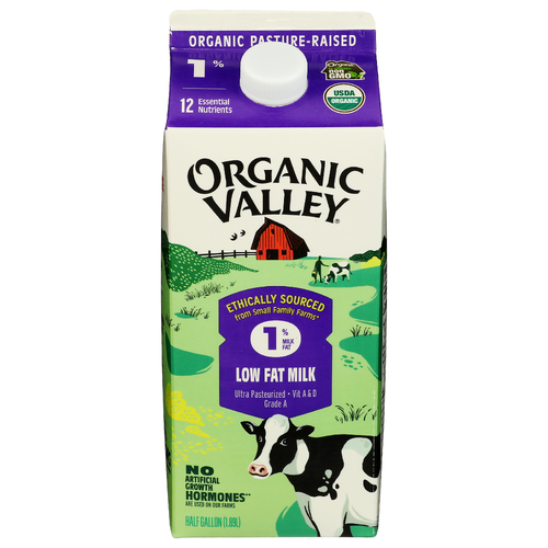 Organic Valley White Organic 1% Low Fat Milk - Half Gallon Image 1 of 4