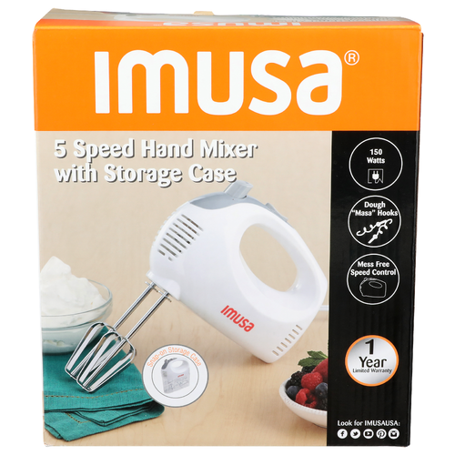 Imusa 5 Speed Hand Mixer With Storage Case - 1 Each