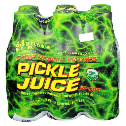 Stop Muscle Cramps Sport Pickle Juice - 8 Fluid Ounce - 6 Count