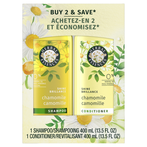 Herbal Essences Shine Collection Chamomile Shampoo And Conditioner Set, , Shines Smooths Hair, Mineral Oil Free - 1 Kit