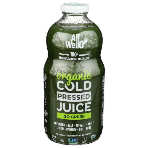 Allwello Organic Go Green Cold-Pressed Juice - 32 Fluid Ounce Image 1 of 4