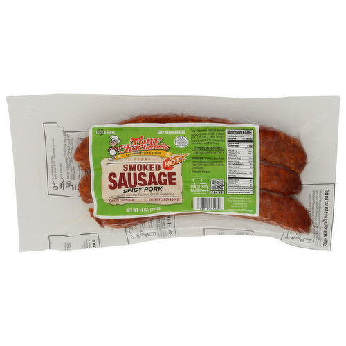RICHARDS CAJUN FOODS V.p. Tony's Hot Smoked Pork Sausage - 14 Ounce