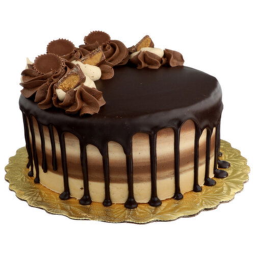 Gourmet Double Layer Chocolate Peanut Butter Cake - 8 Inches