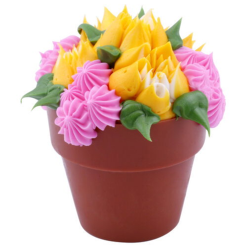 Flower Pot White Cupcake - 1 Each
